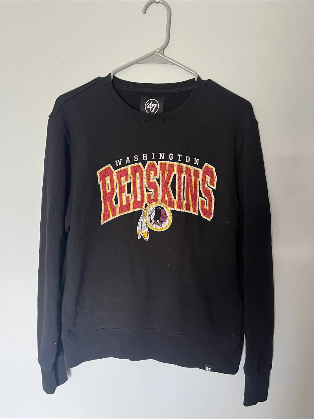 47 Black Crewneck Sweatshirt with Red and Gold Team Appliqué